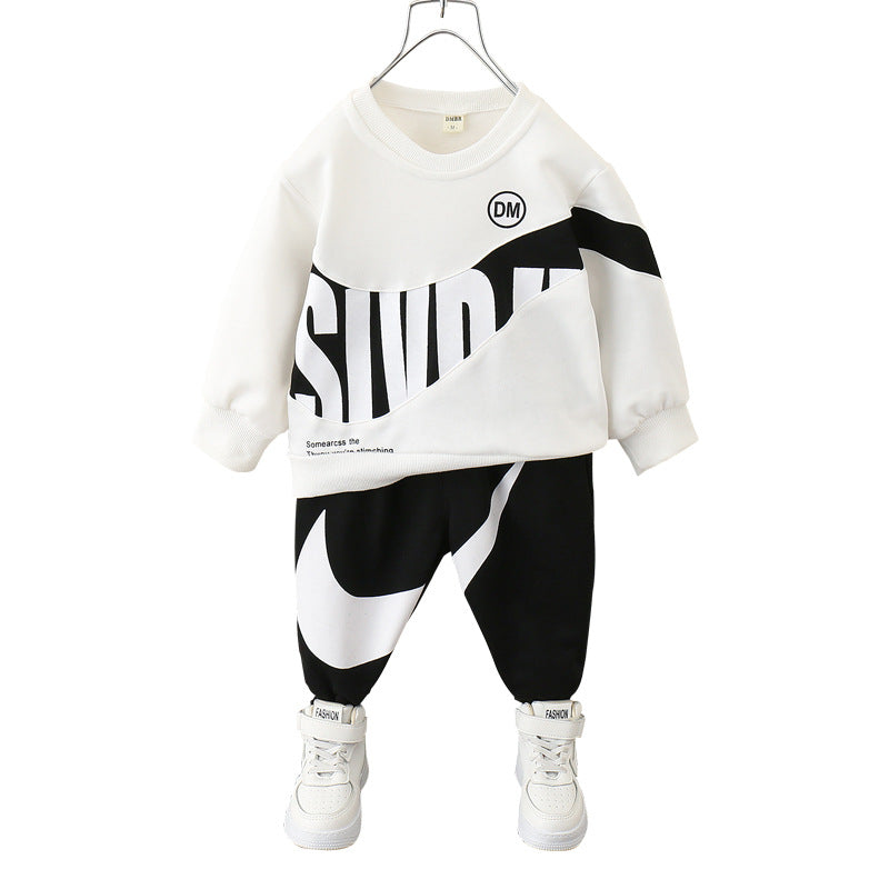 Cotton Shirt and Pants Set with Graffiti Design for Kids