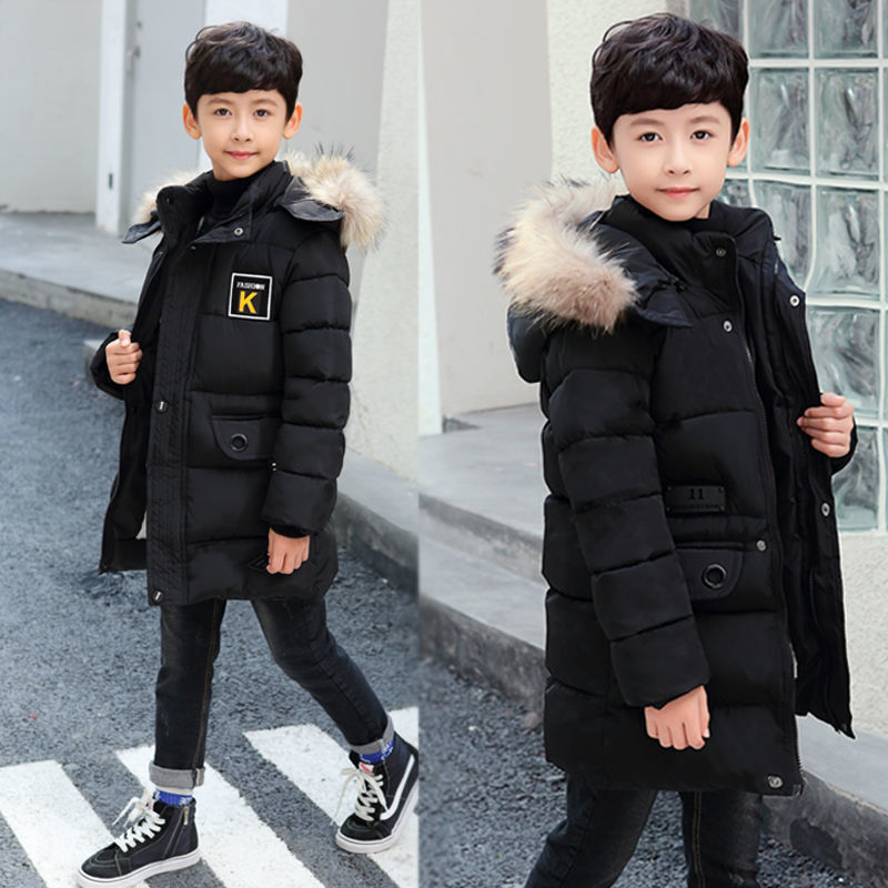 Thick Puffer Coat with Detachable Hood and Faux Fur Collar for Kids