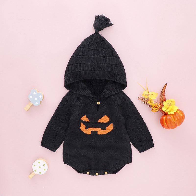 Halloween Baby Hooded Knitted Rompers Jumpsuit