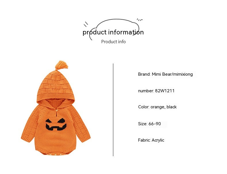 Halloween Baby Hooded Knitted Rompers Jumpsuit