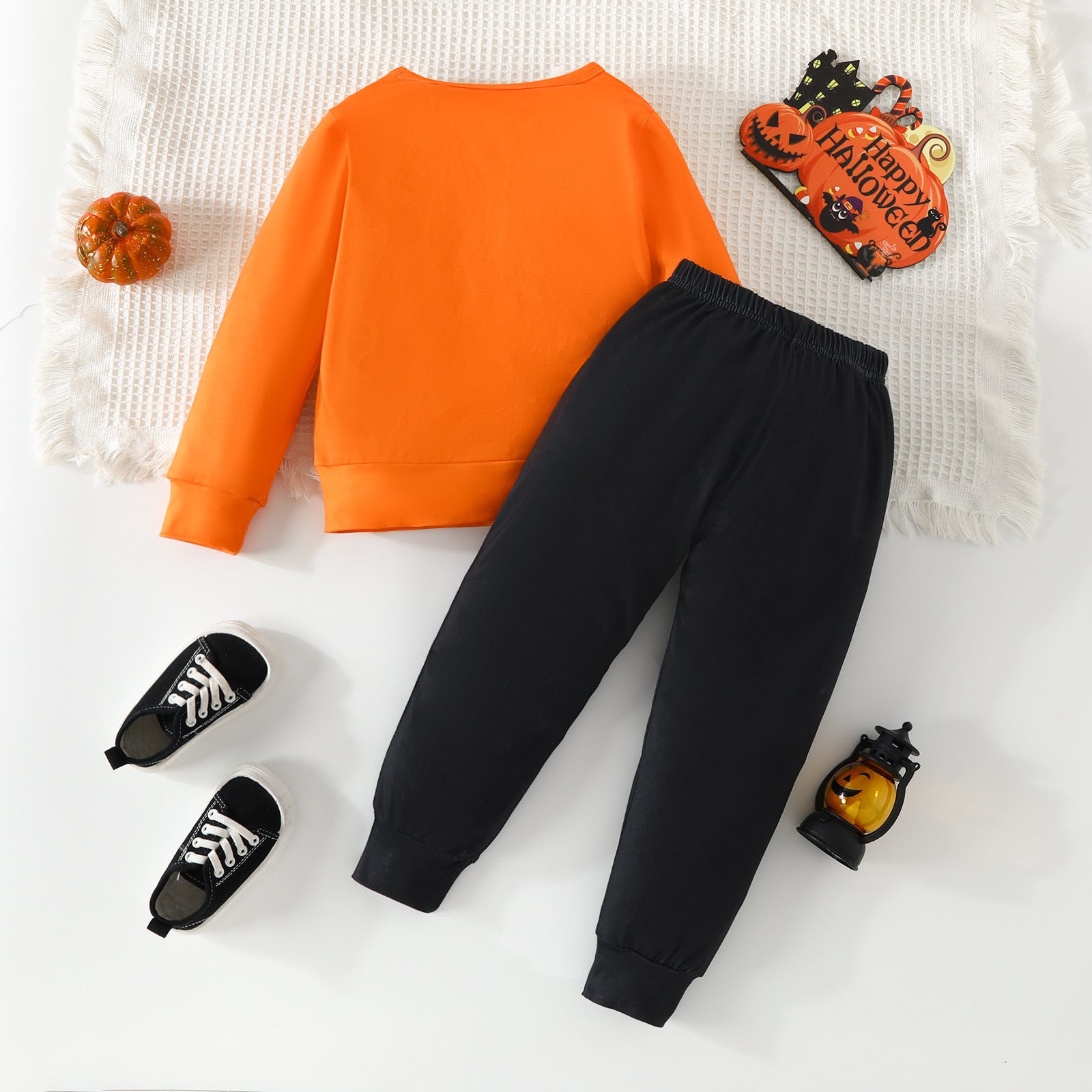 Halloween Bone Print Top and Trousers Two-Piece Set