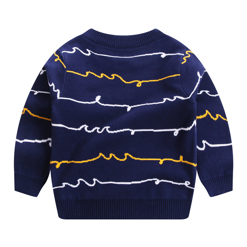 Kids' Cozy Double-layer Cotton Sweater for Fall and Winter